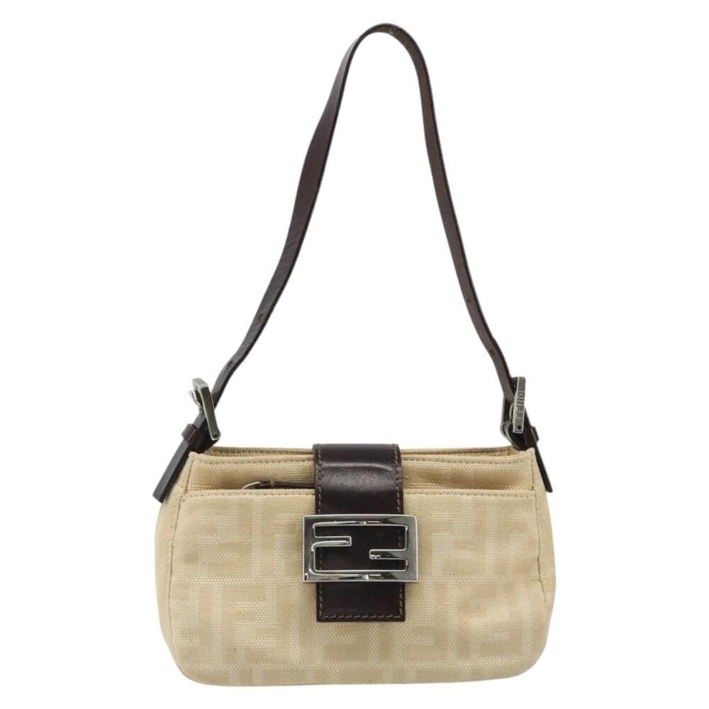 Fendi Zucca Mamma Baguette Shoulder Bag Beige
